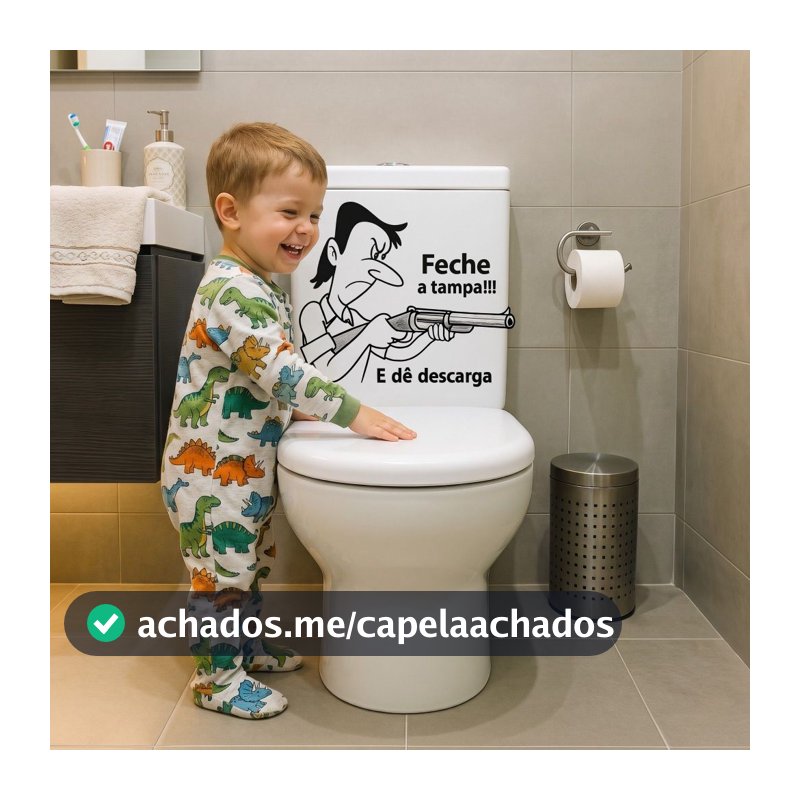 Adesivo Decorativo Tampa Vaso Sanitário Feche a Tampa Meanny Ranhenta