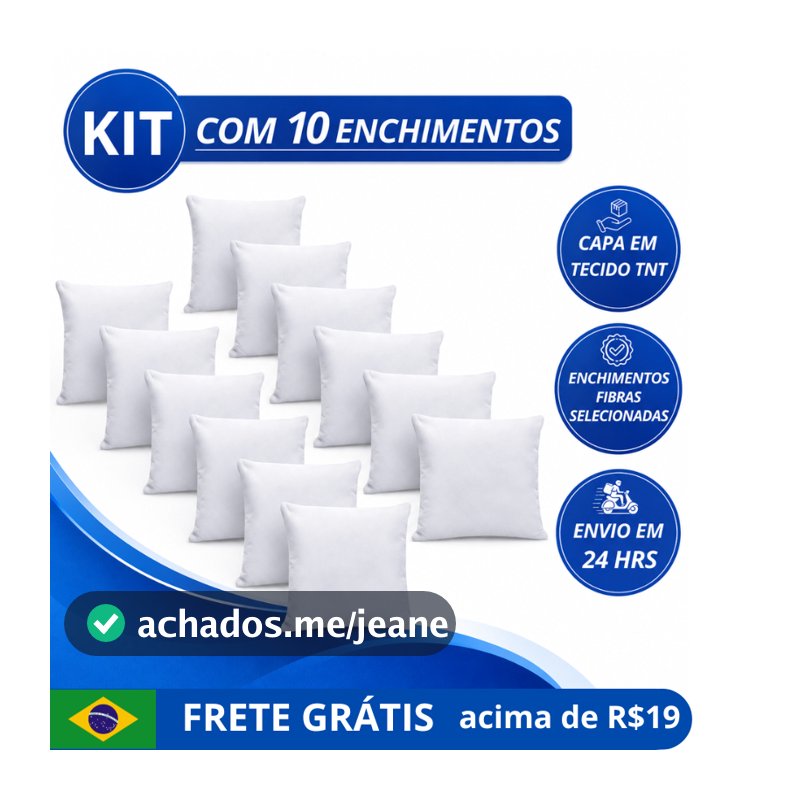 Kit ate 10 Enchimento Refil Almofada Decorativa 45x45 Espuma D22 Premium Alta Maciez
