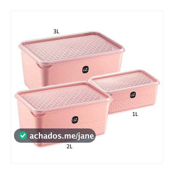 Conjunto Com 3 ou 5 Potes Porta Mantimentos Retangular Multiuso Varias Cores Multi Plástico - UZ