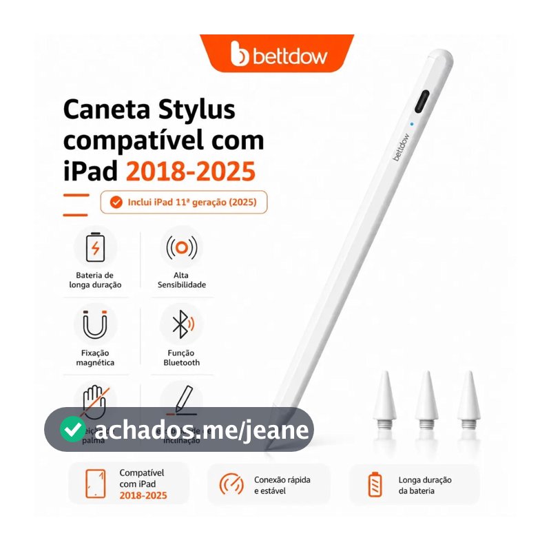 BETTDOW 11th Plus Caneta Stylus para iPad Stylus Pencil Rejeição da palma 9th Gen 8th 7th 6th Pro 11 12.9 2018-2025