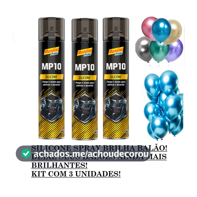SILICONE SPRAY BRILHA BALÃO - KIT 3 UNIDADES