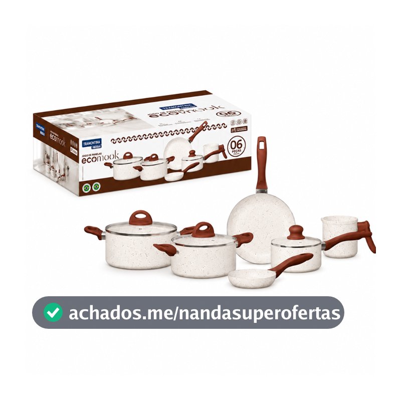 Jogo Panelas Eco Wook 6 Peças Cerâmica Indução Premium Antiaderente Conjunto Cozinha