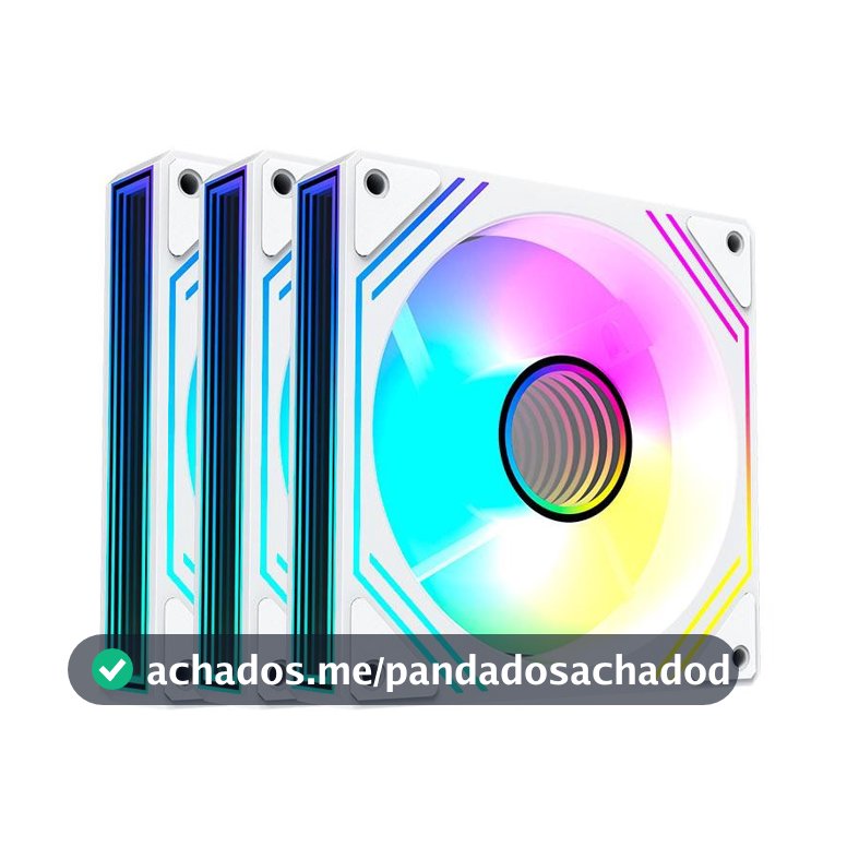 Kit Ventoinhas Acegeek Neon, ARGB, 3x120mm, Branco, AG-NEON3X1-WH