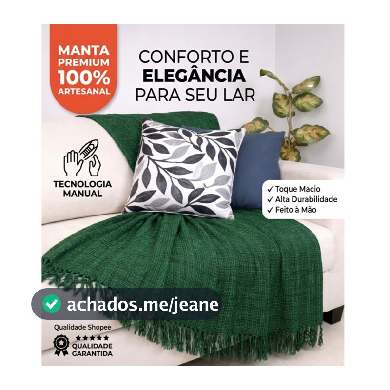 Manta Para Sofá  2,10m x 1,20 m Algodão Decorativa Artesanal | Cobre Sofá e Colchão