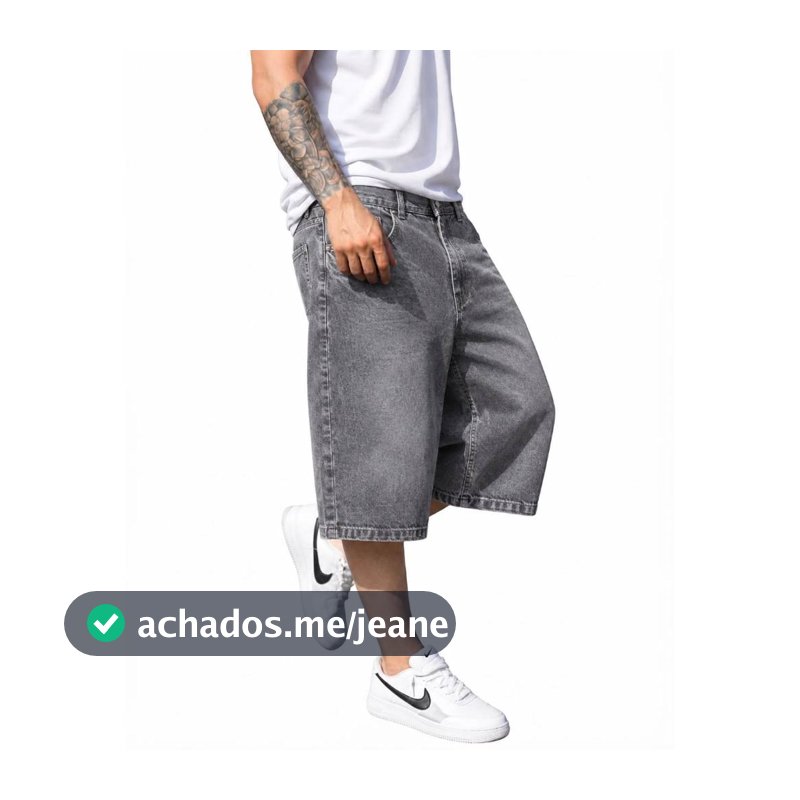 Bermuda Jeans Baggy Balão Larga Streetwear Oversized