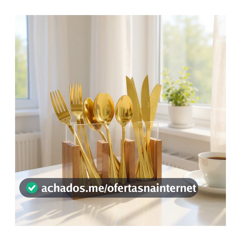 Porta Talher Madeira Nobre Vidro Organizador Multiuso Robusto Mesa Posta Decoração Natal Cozinha Hotelaria