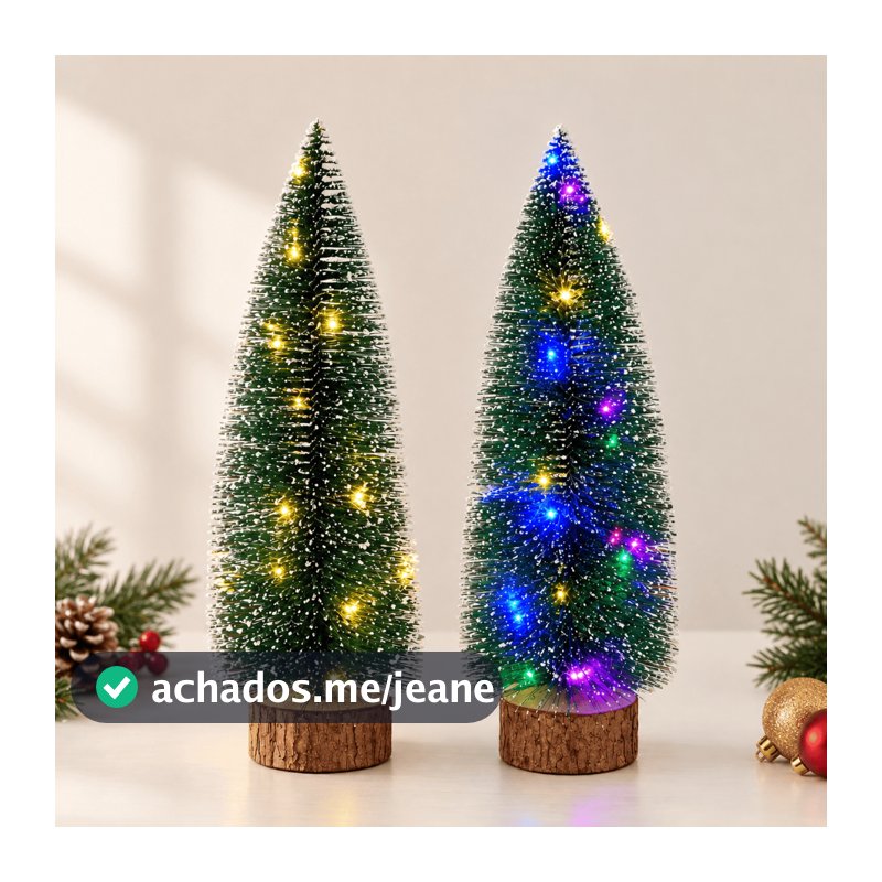 Mini Árvore Pinheiro Nevado com Led Amarelo | Colorido - 15cm | 20cm | 30cm - Árvore de Mesa | Decoração Natalina | Luxo
