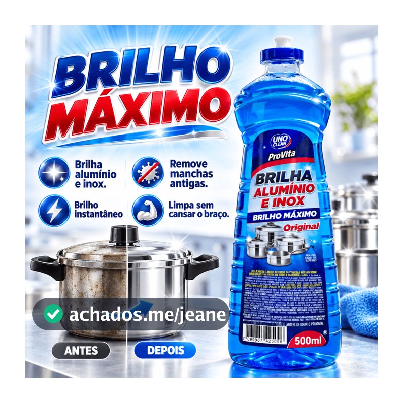 Brilho Alumínio Brilha Inox Limpa e Remove Manchas De Panela 500ml ProVita