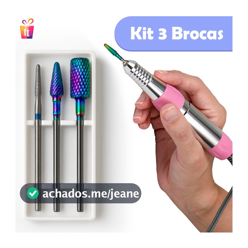 Kit De Brocas Tungstênio  e Diamantada Para Unhas Gel Acrigel Cutilagem Lixadeira De UNha