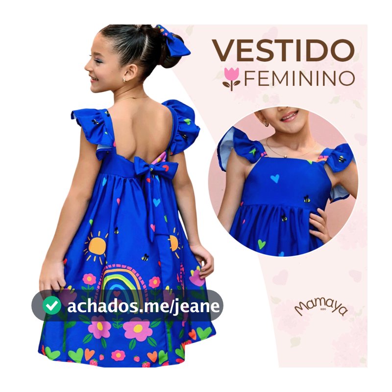 Vestido Barrado Manga Infantil Menina Estampado Casual Festa Luxo 4 a 12 Anos