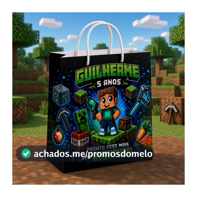 Sacolinha minecraft personalizada - Lembrancinha aniversário infantil 10/20/30/40/50/100 unidades