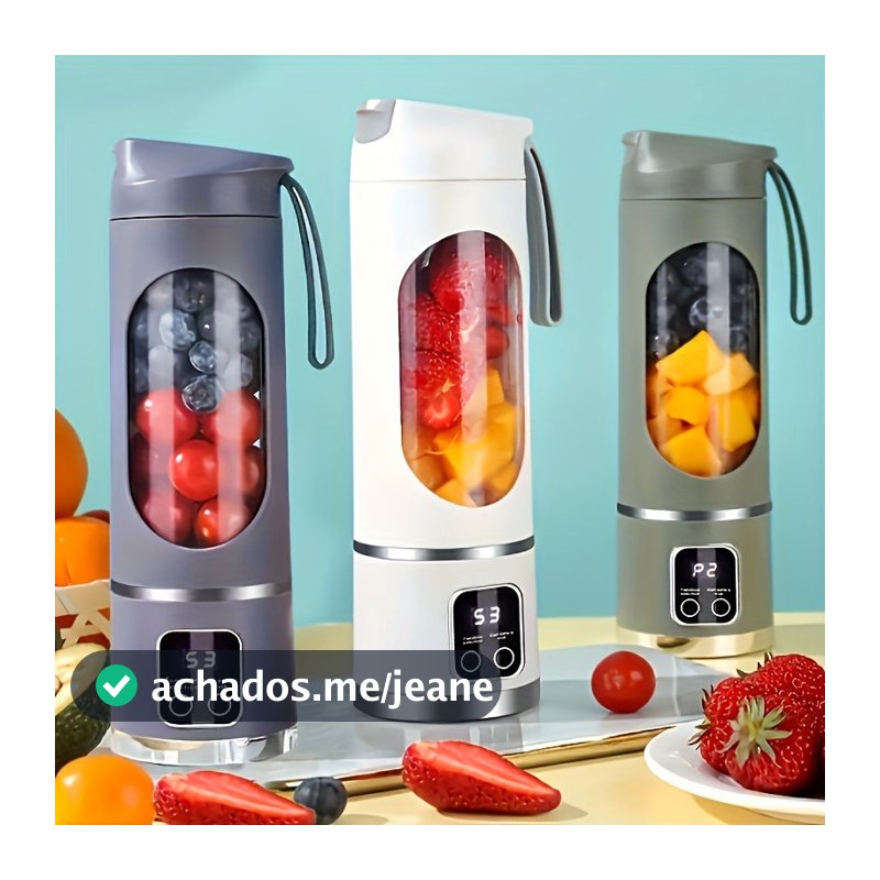 Liquidificador Portátil Recarregável 8 Lâminas, Automatico Suco Smoothies Vitaminas Leite