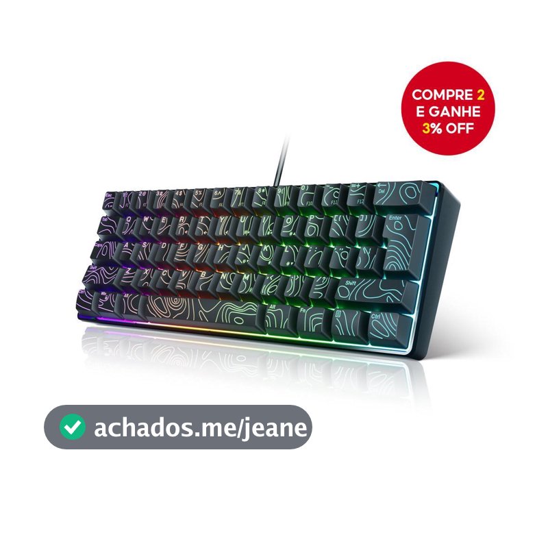 Teclado Pequeno Para Jogos Laptop RGB Retroiluminado 61 Teclas Com Fio Design Compacto Gamer PC Office