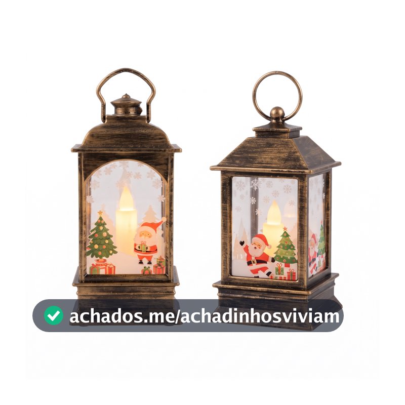 Lanterna de Natal Decorativa com Vela de LED Papai Noel Enfeite Natalino Rústico para Mesa e Aparador