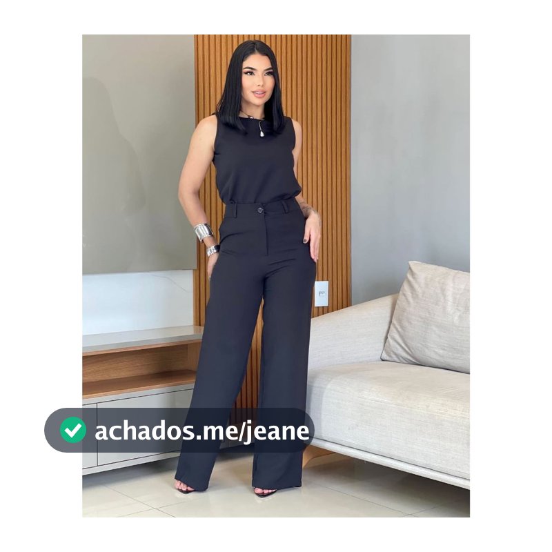 YAN FASHION Conjunto Alfaiataria Feminino Regata e Calça Pantalona Cintura Alta Social