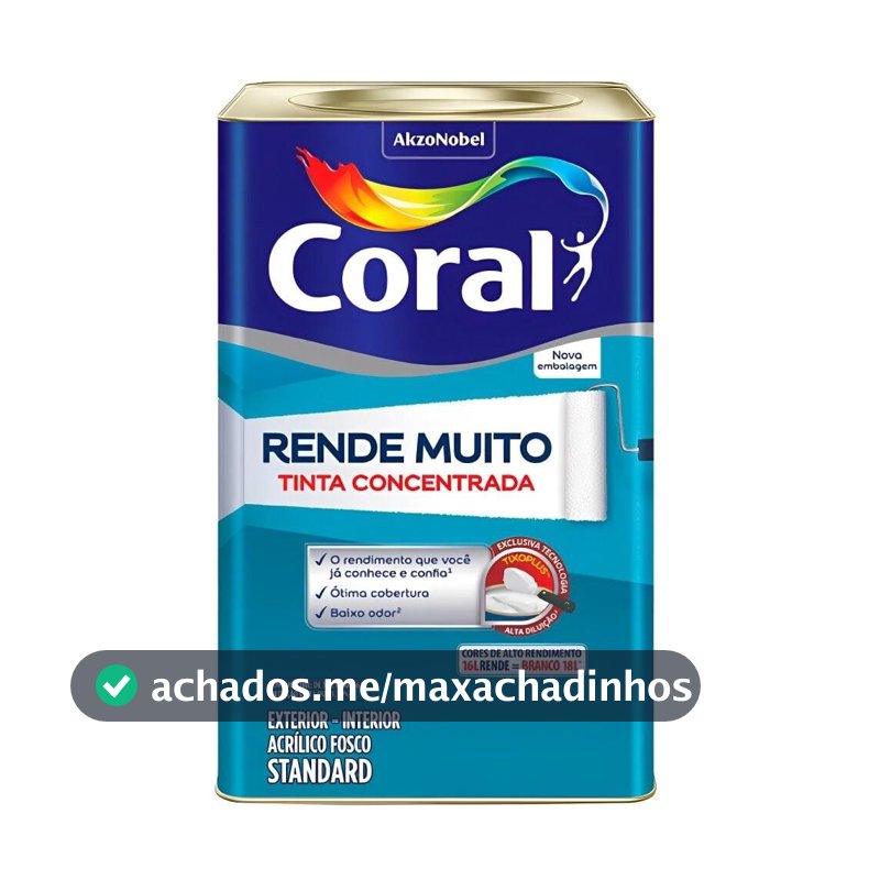 Tinta Acrílica Fosco Rende Muito Coral 16L Diversas Cores