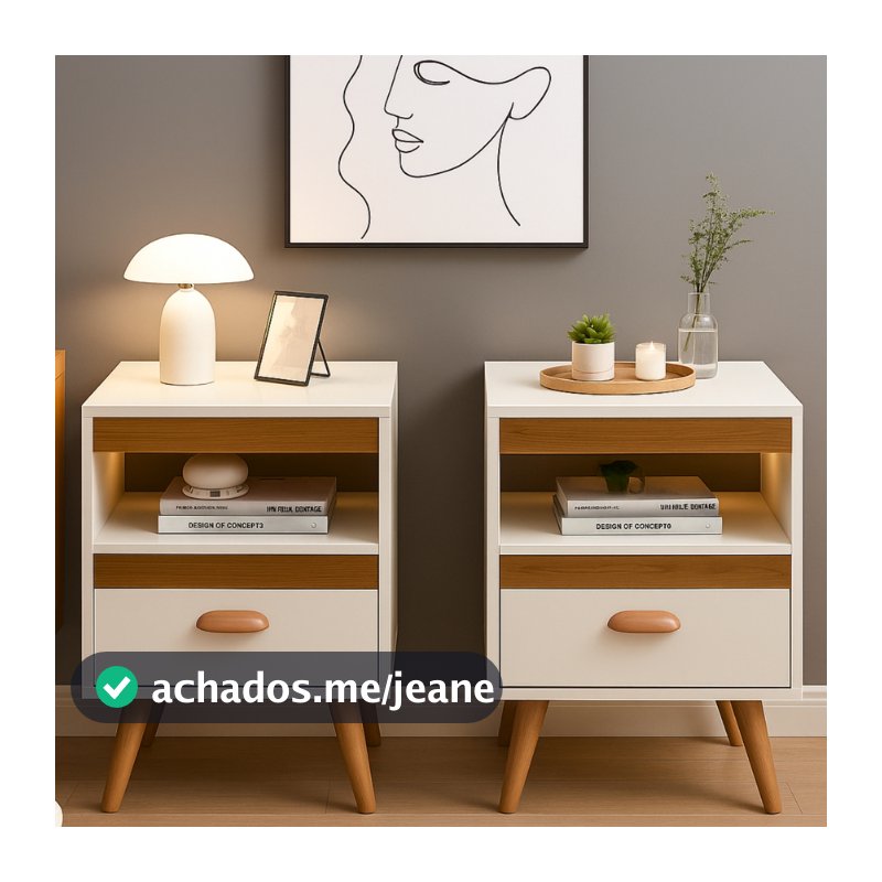 Kit 2 Mesa De Cabeceira Criado Mudo Para Quarto Mesinha Com Gaveta E Com Pés de Canto de Cama Retrô