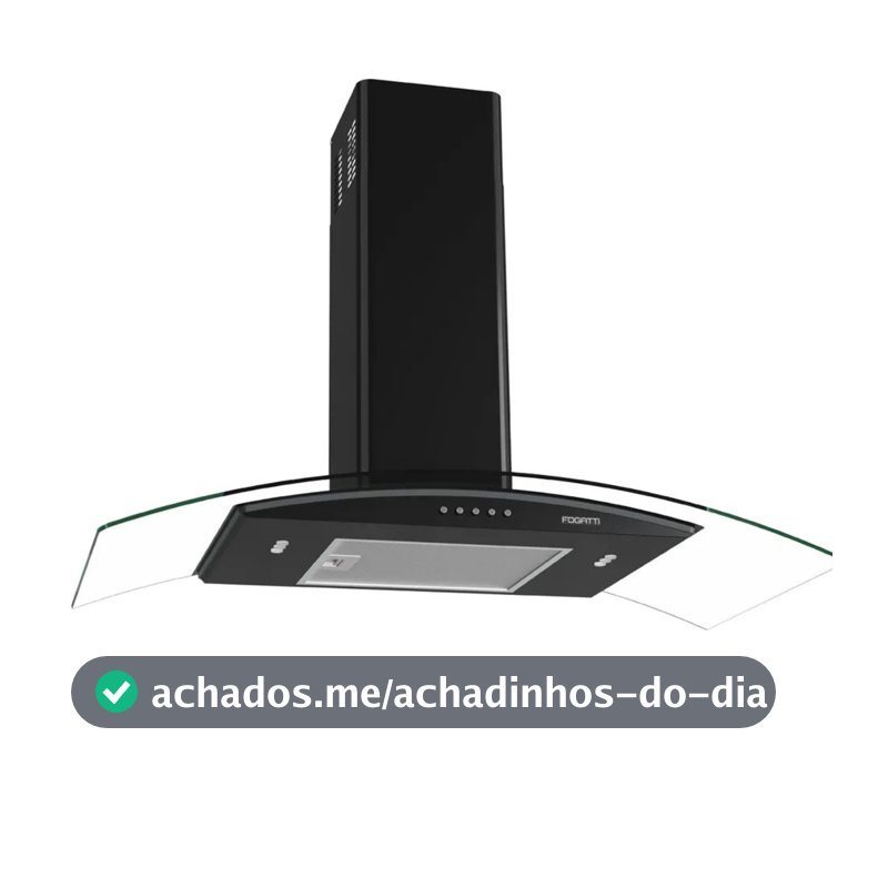 COIFA FOGATTI DE PAREDE CLEAN VIDRO CURVO BLACK 90CM 127V