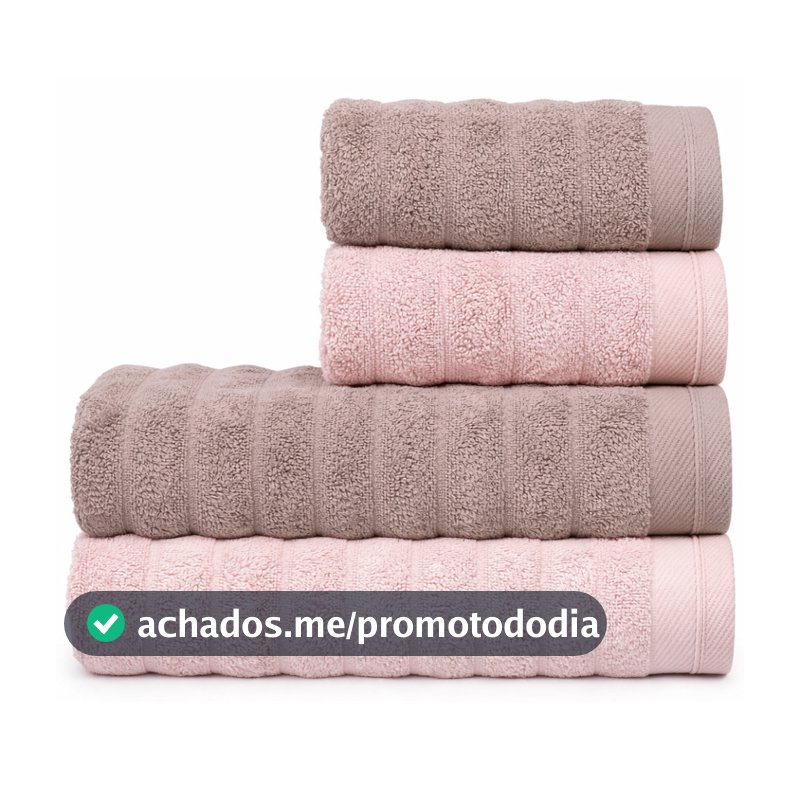 Jogo/Kit  2 Toalhas de Banho + 2 Toalhas de Rosto Fio Penteado Grossa 100% Algodão 520g/m² Atlântica