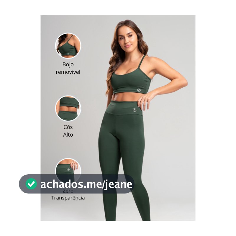 Conjunto Fitness Calça Legging e Top Element Suplex Zero Transparência Academia Feminina