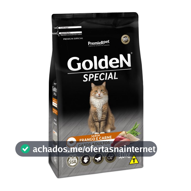 Ração Golden Special Gatos Adultos Frango e Carne 3kg