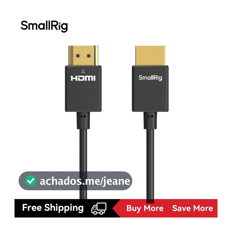 Cabo De Dados 4K Ultrafino SmallRig (A) (100 Cm) , Ethernet , ARC Tipo Macho Para Câmera , Monitor , Cardan 4794