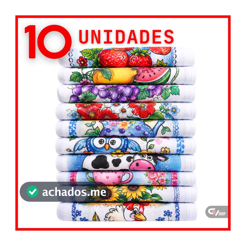 Pano De Prato 10 Unidades 100% Algodão Alta Qualidade Multiuso
