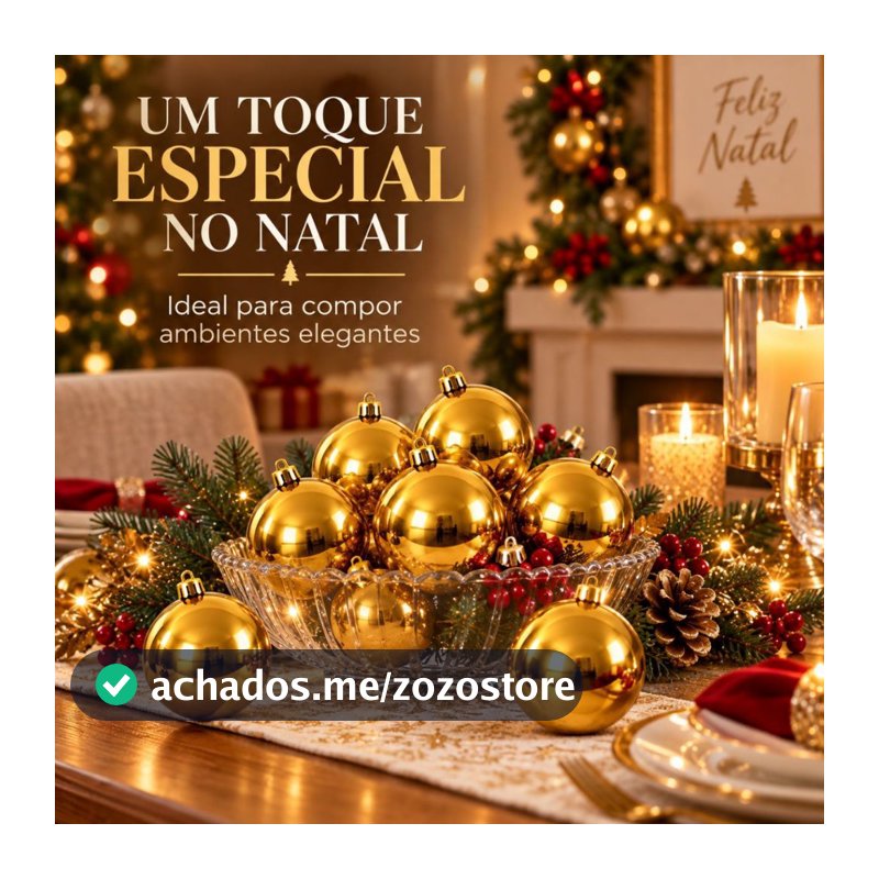 Kit 12 Bolas de Natal Douradas 4cm Lisas Enfeites para Árvore de Natal Bolinhas Decorativas Decoração Natalina