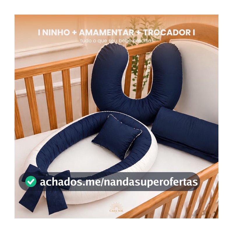KIT BEBÊ NINHO REDUTOR + ALMOFADA AMAMENTAÇÃO + TROCADOR PORTÁTIL DE BEBE CORES LISAS