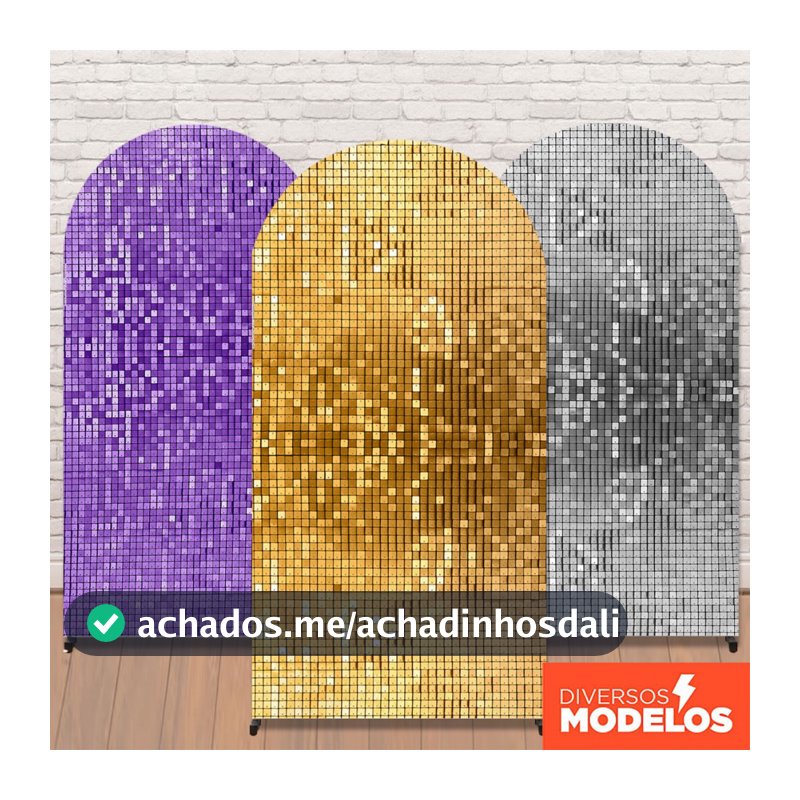 Capa Painel Romano Lantejoula Paetê Sublimado Em Tecido Com Elástico 2x1m