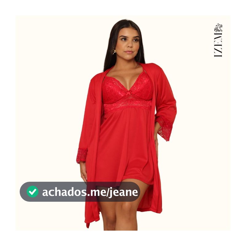 Camisola Feminina Sensual e Robe Roupão com Renda