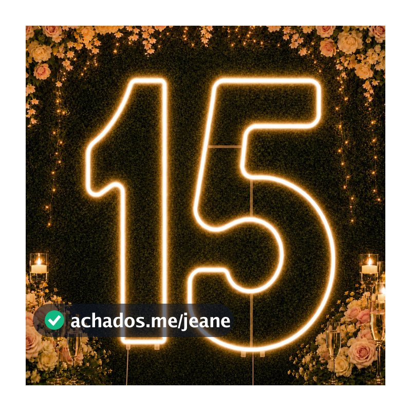 Luminária Led Neon Kit Números 1 5 50cm Decoração Festa Aniversário 15 Anos Debutante