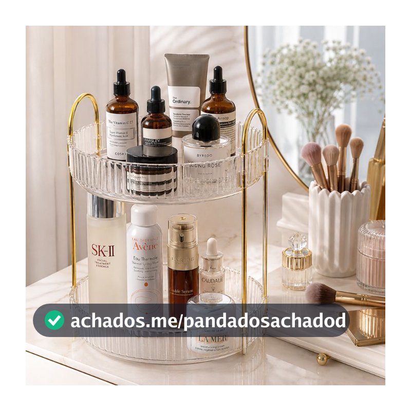 Organizador de Maquiagem Giratório – Suporte Multiuso 2/3 Andares p/ Cosméticos e Perfumes