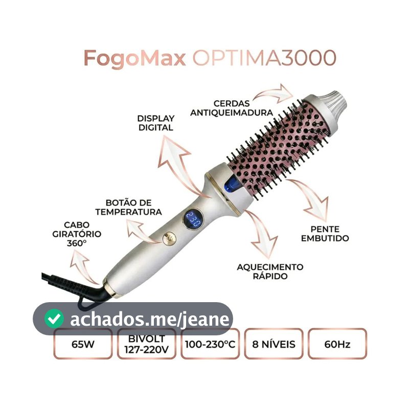 Modelador de cabelo com Escova Secadora Alisadora Eletrica 3 Em 1 Bivolt Alisa Modela Com Led Anti Friz