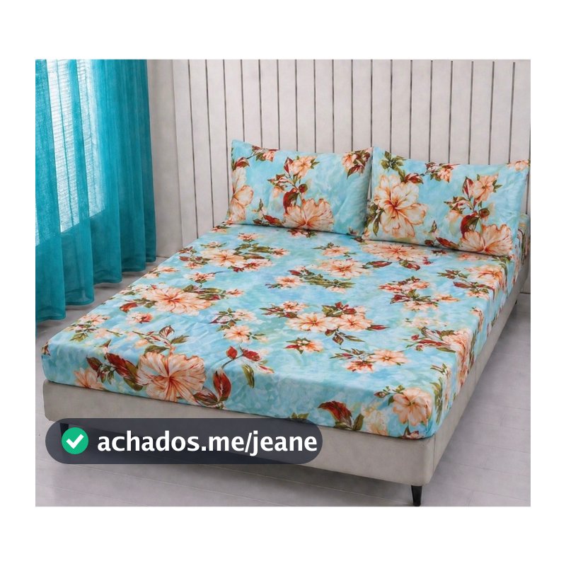 Jogo de Lençol Casal Padrão 3 Peças estampado - Estampa Sortias - Envio Imediato