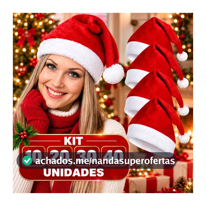 Gorro de Natal Papai Noel Luxo Decoração Árvore Enfeite Personalizado Premium Ideal Para Festas e Fotos