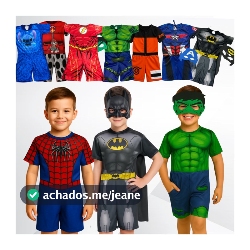 Fantasia Infantil Masculina Herói com Máscara Roupa Curta para Festa