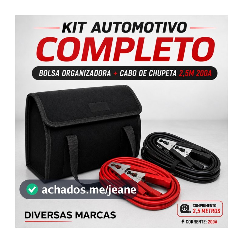 Bolsa de Ferramentas + Cabo de Chupeta Automotiva Diversas Marcas Organização e Segurança