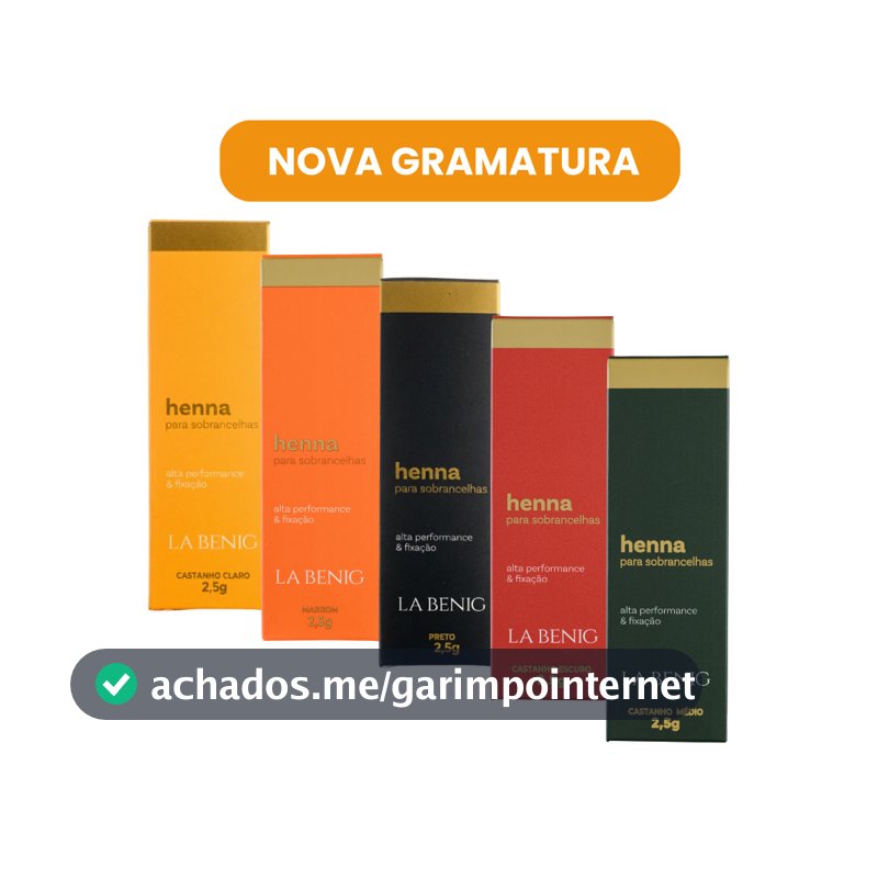 Henna Sobrancelhas La Benig 2,5g e 1,25g Alta Fixação Profissional todas as cores Promoção