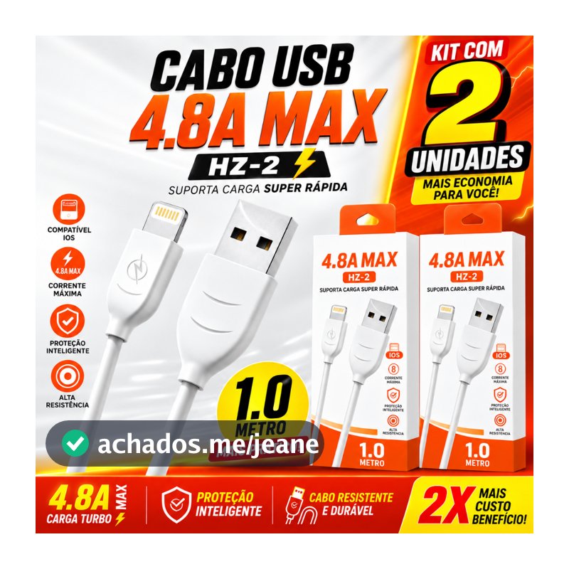 Kit 2 Cabos V8/Lightning/TipoC Cabo 4.8A Suporta Carregamento Rápido E Transmissão De Dados