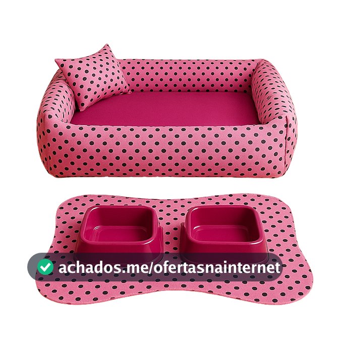 Cama pra cachorro e gato pet de luxo kit comedouro tamanho M 40x50