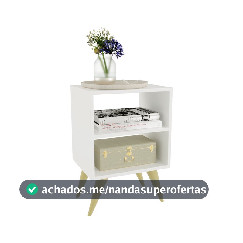 Mesa de Cabeceira Retrô Compacta com Nicho para Quarto Sala Casal ou Solteiro Palma