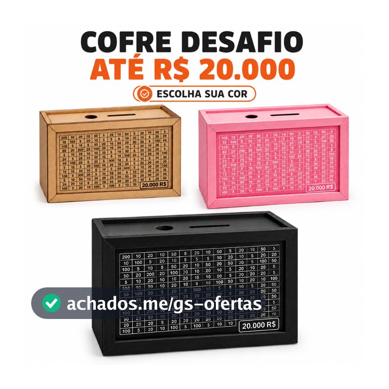 Caixa Cofre Desafio Woodbox Cofrinho Caixa de Dinheiro Poupança Cofre de Moedas