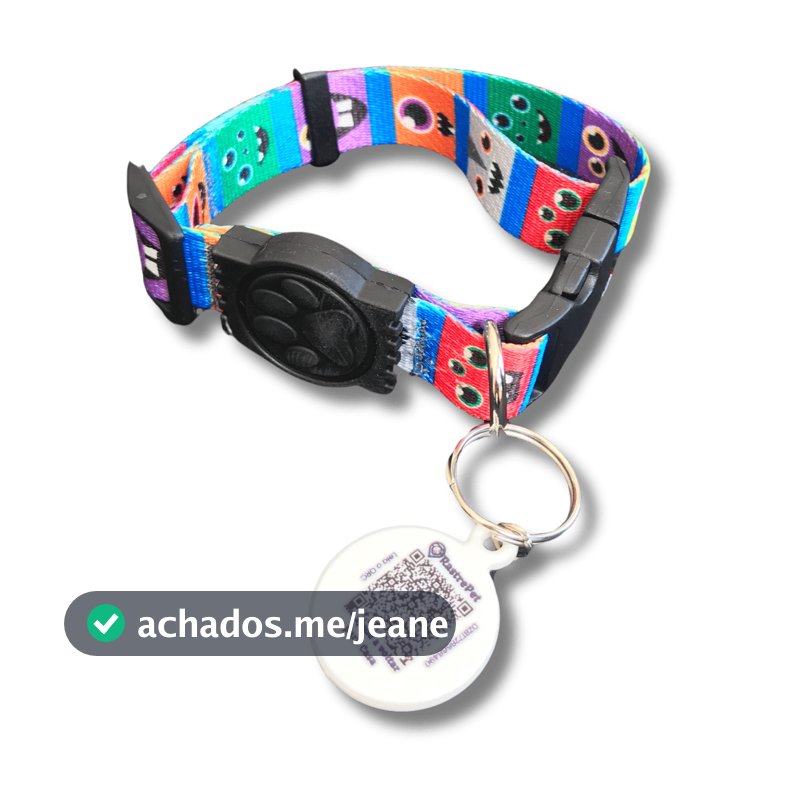 Coleira De Seda Premium Com Pingente Identificador QR Code Para Cães – Conforto, Estilo e Segurança