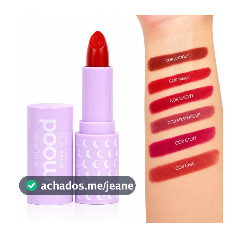 BATOM RUBY ROSE MOOD ULTRA SLICK BALA - COBERTURA INTENSA
