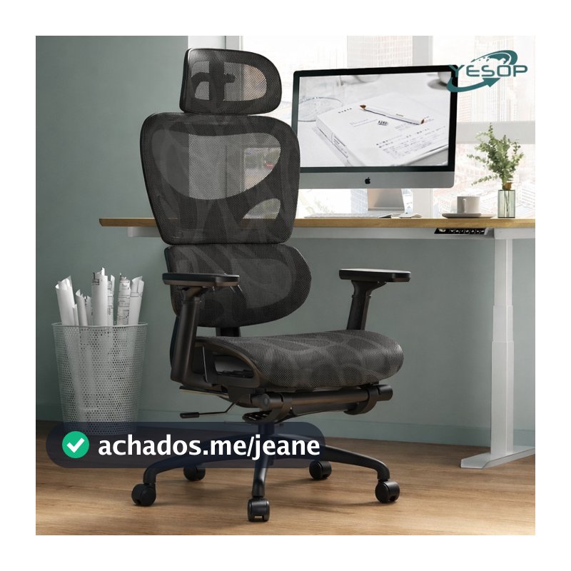 YESOP Cadeira Ergonômica Escritório Gamer Estudo Assento Zero Gravity Capacidade 150kg Cor Preto