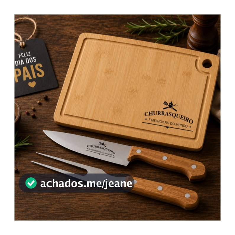 Kit Tábua e Faca de Churrasco Personalizada Time de Futebol  Presente Torcedor  Escudo Gravado a Laser Bambu