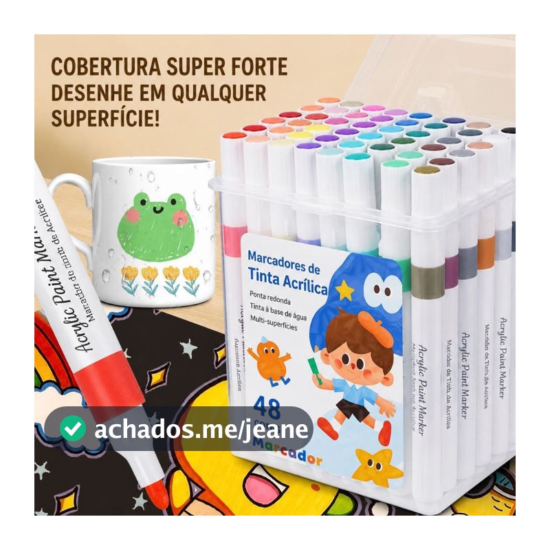 Kit 80/60/48/36/24/12 Marcadores Acrílicos Ponta Dupla Brush Coloridos Pintura Aquarela Escola e DIY