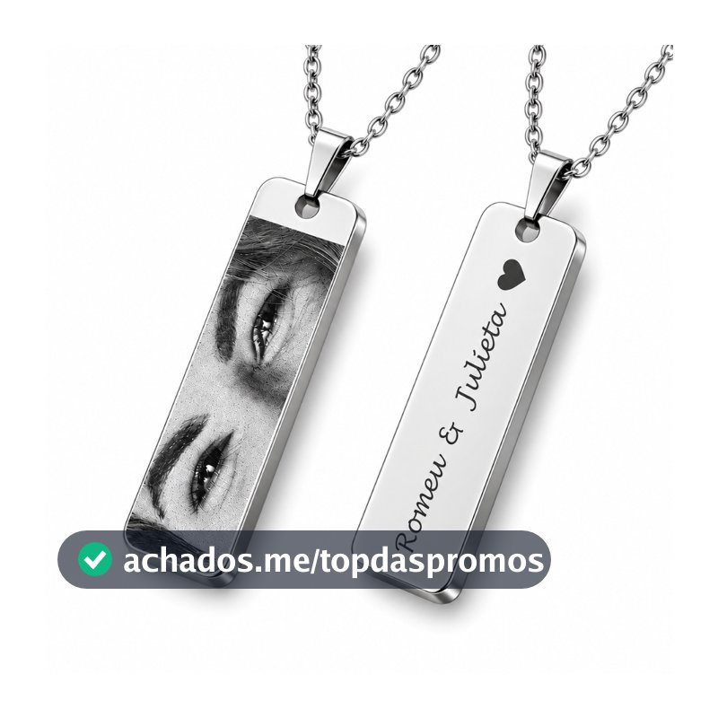 Colar Olhar Personalizado com Foto ou Texto em Aço Inox 45 ou 60 cm