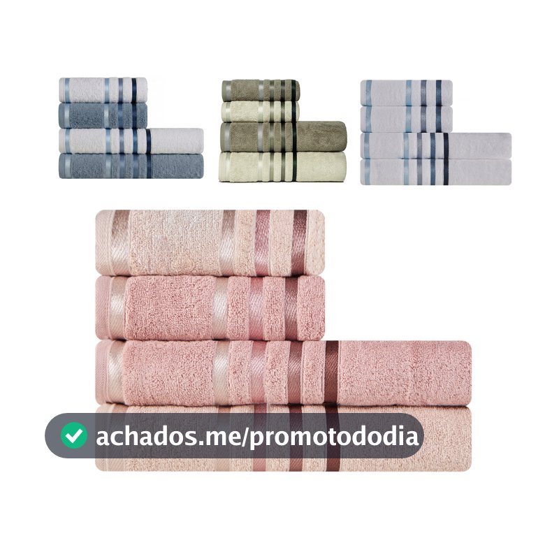 Jogo de Toalhas 4 Peças Banhão Gigante + Rosto Fio Penteado Lumina Karsten - Emcompre